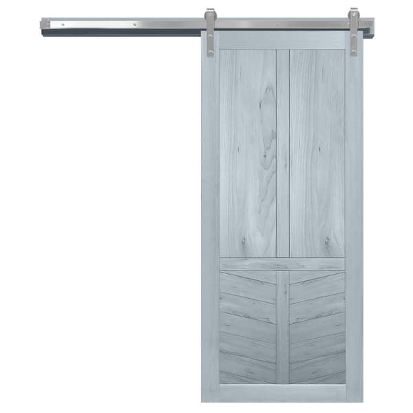 VeryCustom 36 in. x 84 in. the Robinhood Beach House Wood Sliding Barn Door with Hardware Kit in Stainless Steel