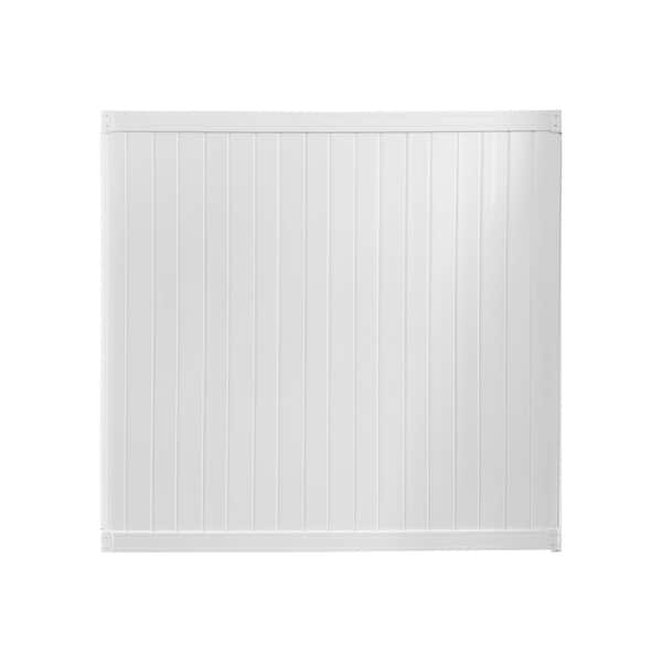 6 ft. x 6 ft. Board on Board Framed Flat White Ivory Vinyl Fence Panel (Unassembled)