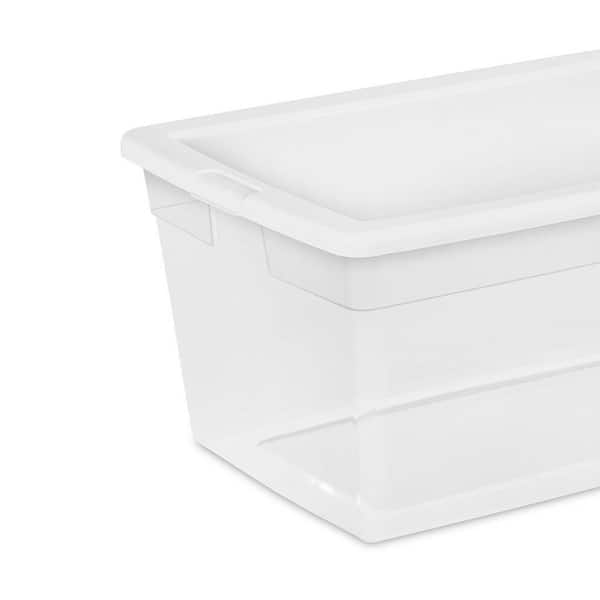 Sterilite - 70 Quart Ultra Latch Storage Box with White Lid & Clear Base (8 Pack)