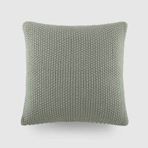 Eucalyptus Seed-Stitch Knit Acrylic 20 in. x 20 in. Décor Throw Pillow