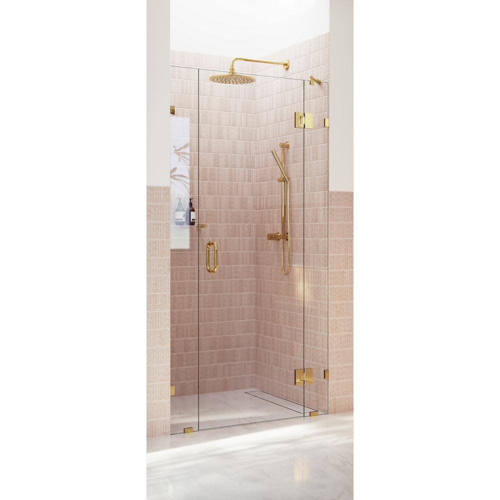 Stellar Polished Brass Frameless Glass 3-Panel Shower Door