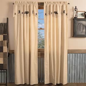 Kettle Grove 40 in W x 84 in L Attached Valance Crow Light Filtering Rod Pocket Window Panel Dark Creme Black Pair