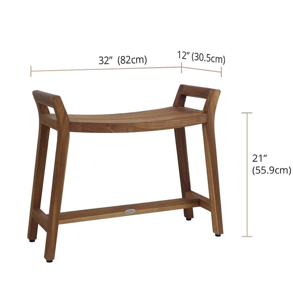 Extended Asia Ascend Teak Shower Bench with Rubber Feet