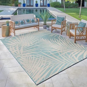 Paseo Paume Oasis 8 ft. x 10 ft. Floral Indoor/Outdoor Area Rug