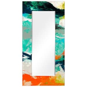 72 in. x 36 in. Tidal Abstract Rectangle Framed Printed Tempered Art Glass Beveled Accent Mirror