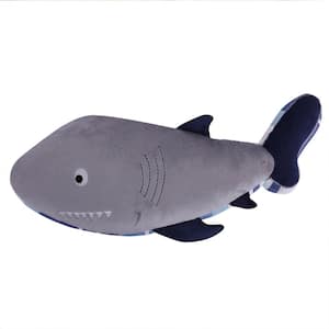 Sammy Shark Grey Shark Shaped 8 in. x 18 in. Throw Pillow