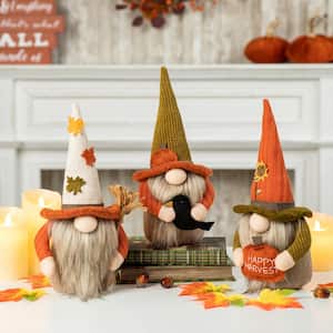 13 in. H Fall Fabric Gnome Tabletop Decor (3-Pack)