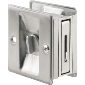2-3/4 in. Satin Chrome Finished Solid Brass Pocket Door Lock & Pull, Adjustable to fit 1-3/8 in. - 1-3/4 in. Thick Doors