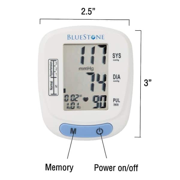 Adult Blood Pressure Cuff - Electronic Digital Upper Arm Heart Monitor with  LCD Display Personal Health Tracker Device for Hypertension by Bluestone