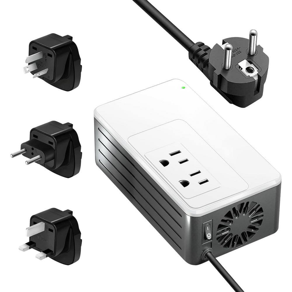 1200-Watt Universal Travel Adapter Voltage Converter 220-Volt to 110-Volt with 2-Outlets and 3-Different Plugs in White price history on PriceWatchPro