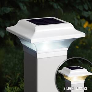 Imperial 2.5 in. x 2.5 in. Outdoor White Cast Aluminum LED Solar Post Cap (2-Pack)