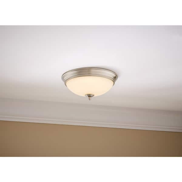 Hampton Bay Clifton 11 in. Brushed Nickel Selectable LED Flush Mount