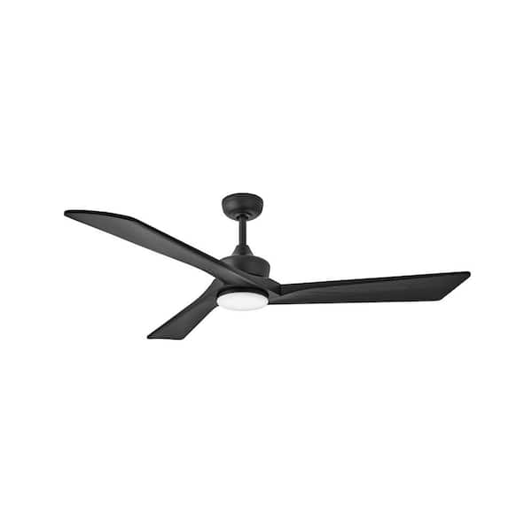 HINKLEY Sculpt 60.0 in. Indoor/Outdoor Integrated LED Matte Black Ceiling Fan with Remote Control