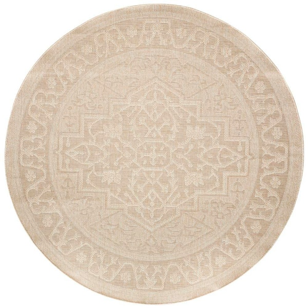 Tulum Cream 8 ft. Round x 8 ft. Center Medallion Contemporary Round Area Rug