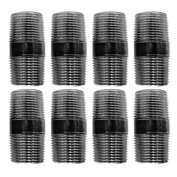 PIPE DECOR 3/4 in. x 2 in. Black Industrial Steel Grey Plumbing Nipple (8-Pack)