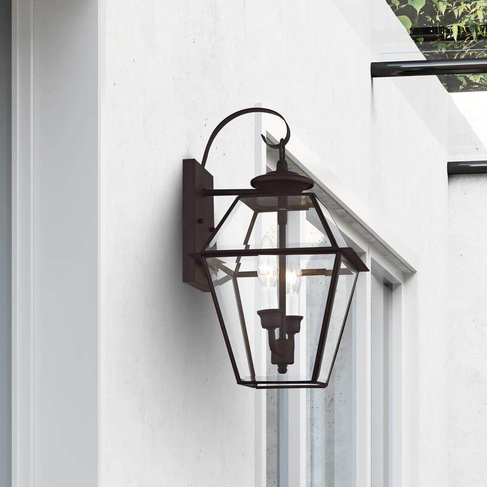 Charleston Elegance Bronze Outdoor Wall Lantern with Clear Beveled Glass
