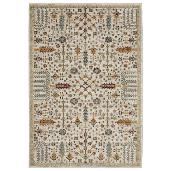 8 ft. x 11 ft. Ivory, Gold Oriental Washable Area Rug