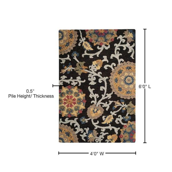 Safavieh Blossom Charcoal/Multi 4 ft. x 6 ft. Area Rug