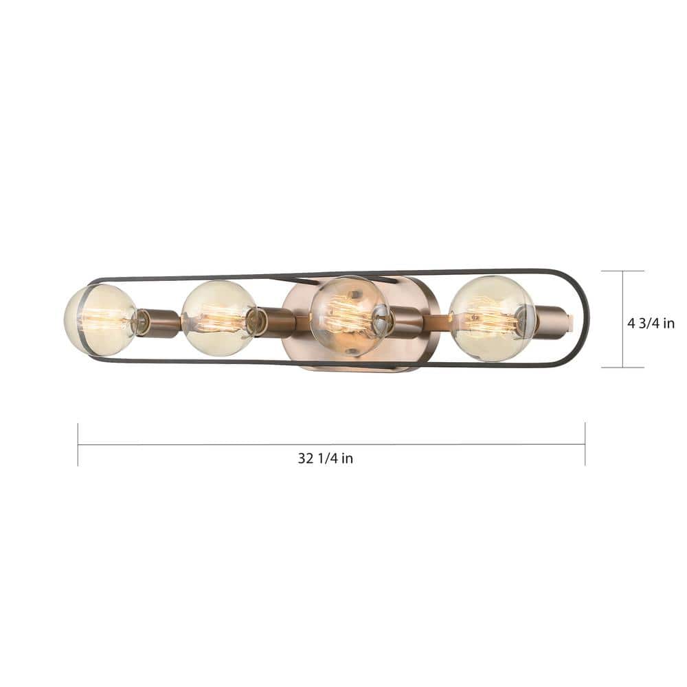 Chassis 32" Copper Brushed Brass and Matte Black Vanity Light