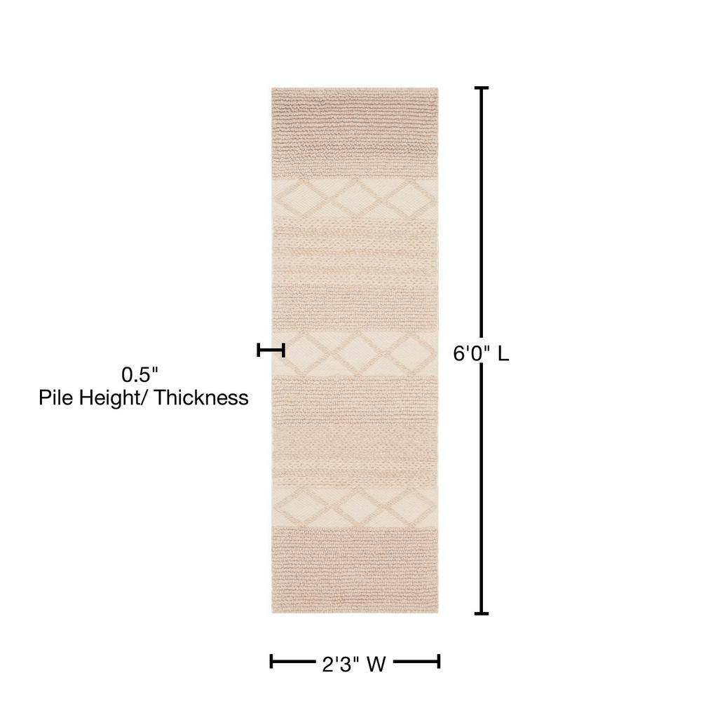Beige Wool Hand-Tufted Reversible Runner Rug