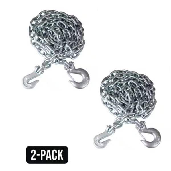 3/8 in. x 14 ft. Grade 43 Zinc Steel Straight Logging Chain with Hooks (2 pack)
