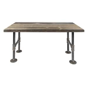 18 in. x 36 in. x 17.88 in. Boulder Black Restore Wood Coffee Table with Industrial Steel Pipe Legs