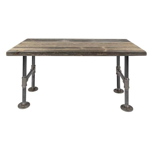 PIPE DECOR 18 in. x 36 in. x 17.88 in. Boulder Black Restore Wood Coffee Table with Industrial Steel Pipe Legs