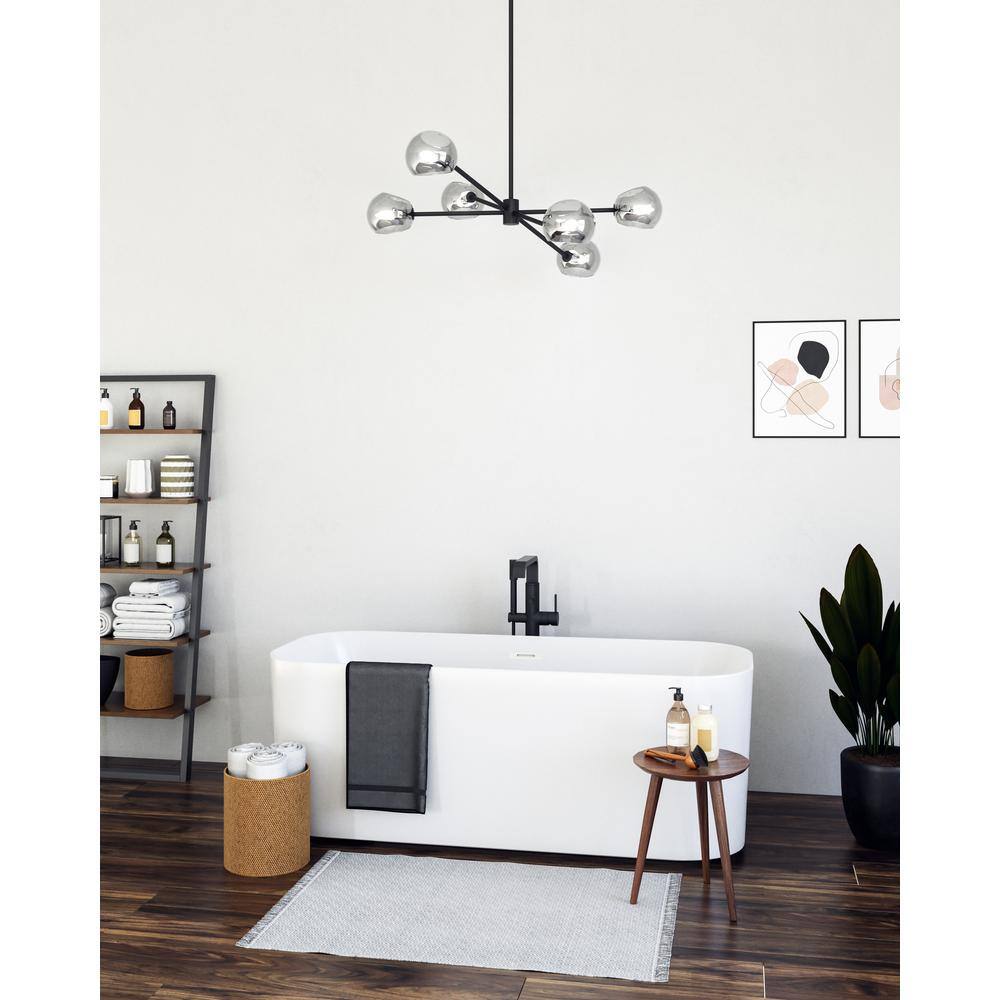 Matte Black and Smoke Glass Sputnik Chandelier