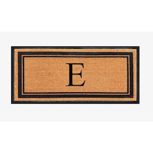 A1HC Markham Picture Frame Black/Beige 30 in. x 60 in. Coir and Rubber Flocked Large Outdoor Monogrammed E Door Mat