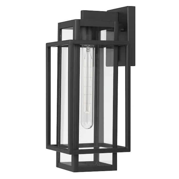 Worldwide Lighting Tahoma 1-Light Matte Black Outdoor Wall Lantern Sconce