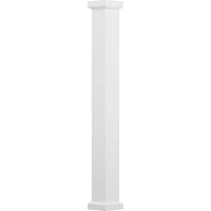 12' x 7-1/4" Endura-Aluminum Empire Style Column, Square Shaft (Load-Bearing 20,000 lbs), Non-Tapered, Primed White