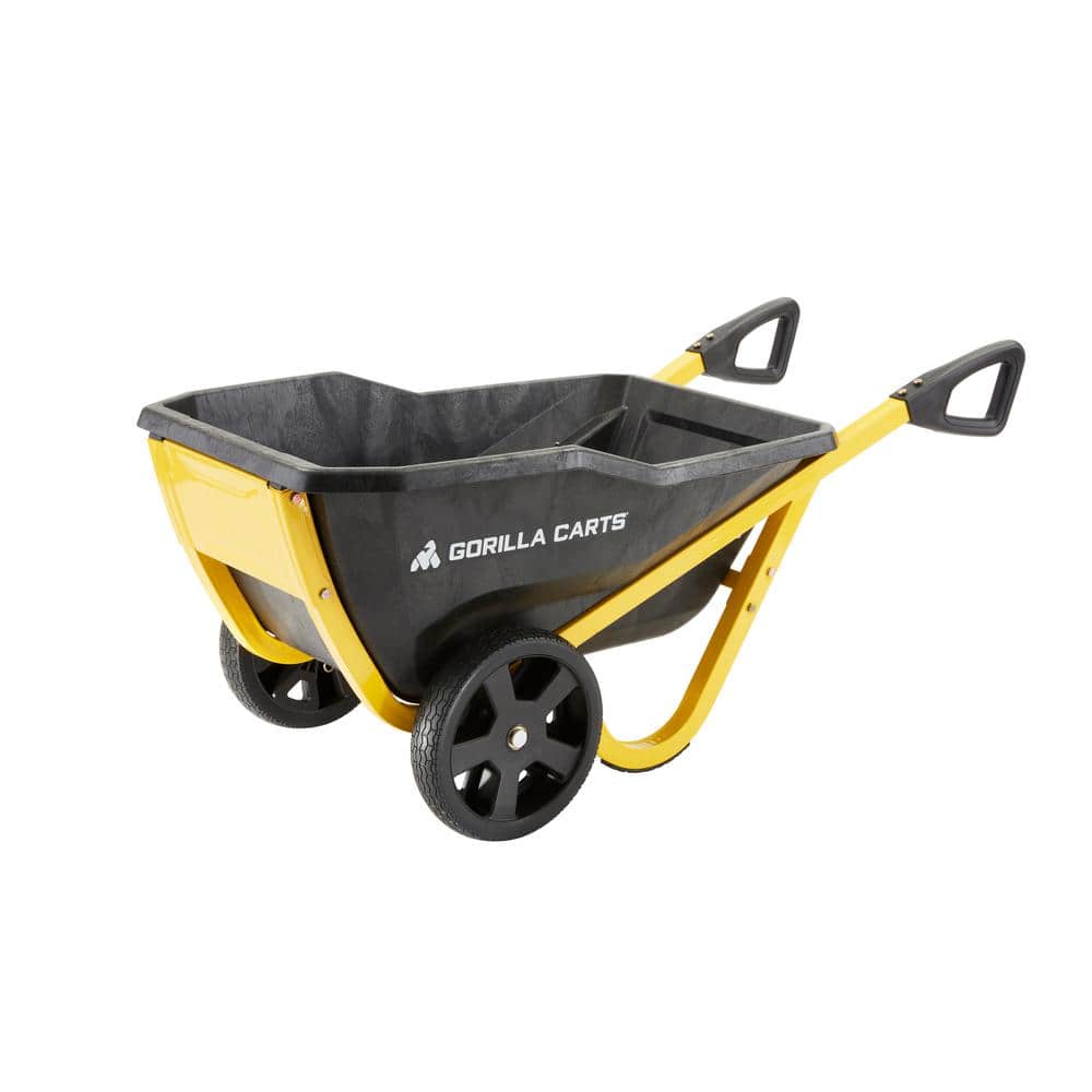 Black and Yellow Poly Yard Cart with Powder-Coated Steel Handles