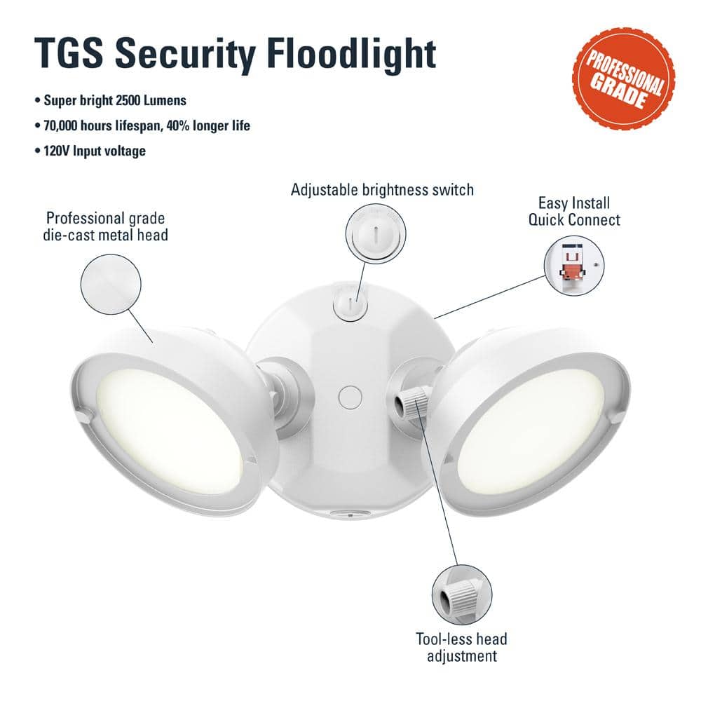 White Polycarbonate Hardwired LED Outdoor Floodlight