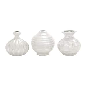 Cream Ceramic Decorative Vase with Varying Patterns (Set of 3)