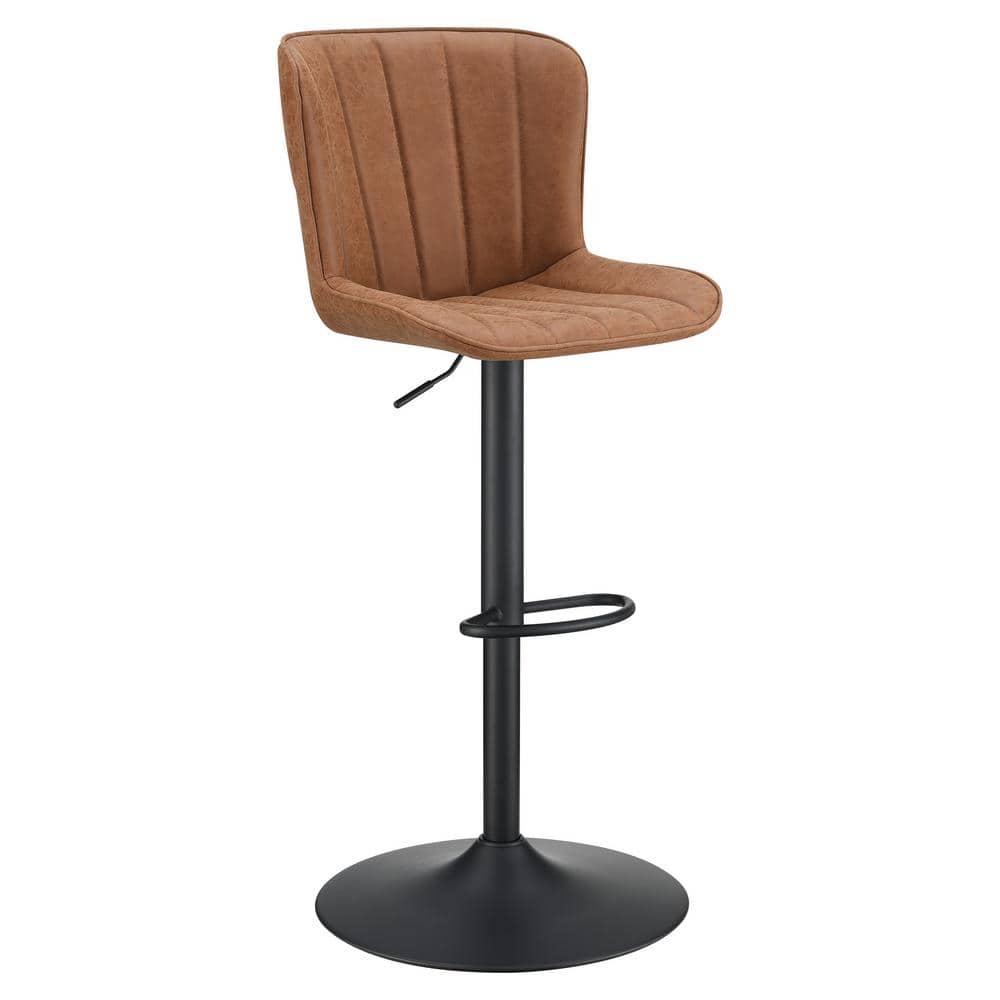 Sand Faux Leather Swivel Adjustable Stool with Metal Base