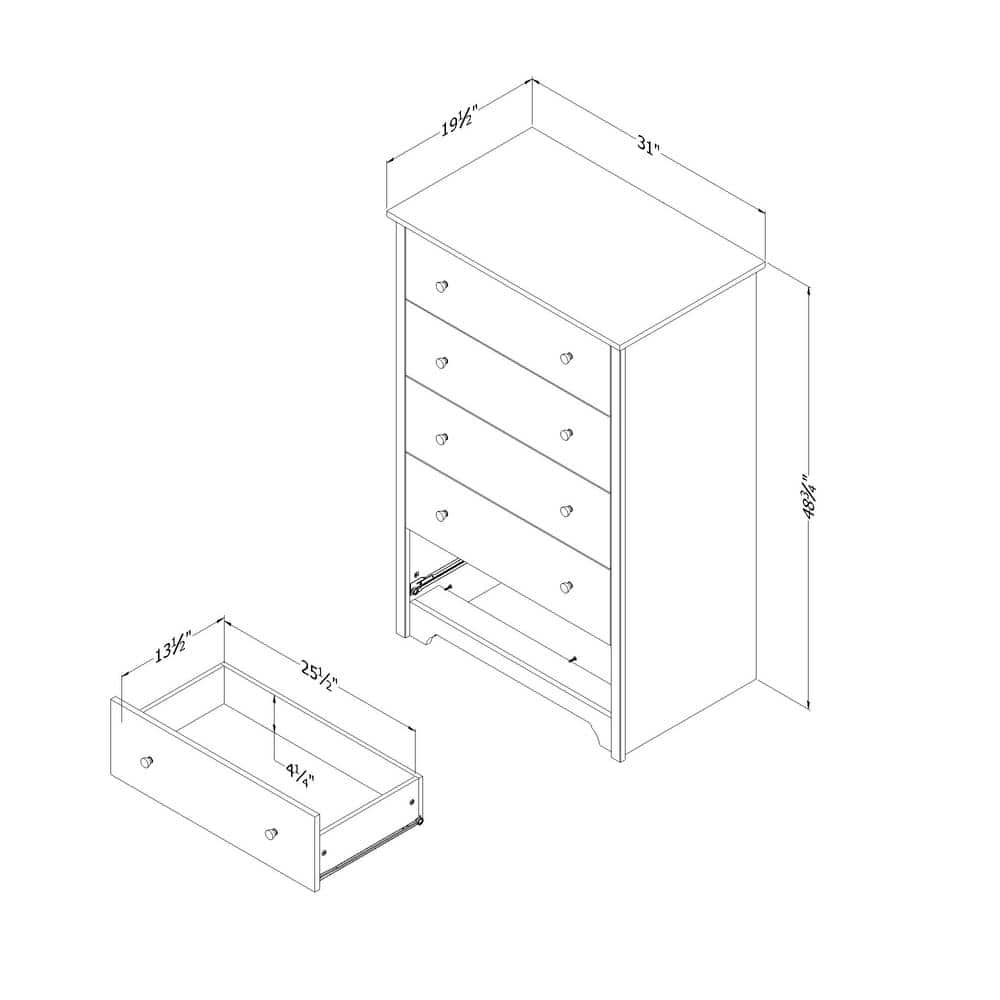 Natural Ash 5-Drawer Vertical Chest with Laminate Finish