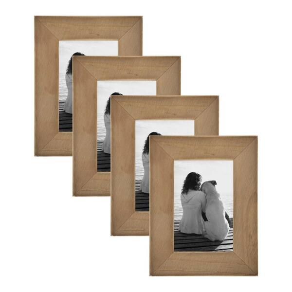 DesignOvation Museum 4 in. x 6 in. Rustic Brown Picture Frame (Set of 4)