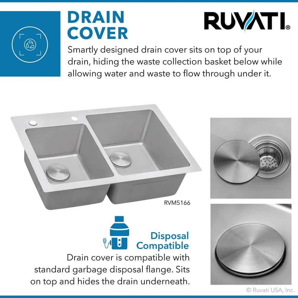 Ruvati 36" Stainless Steel Double Bowl Drop-In Kitchen Sink