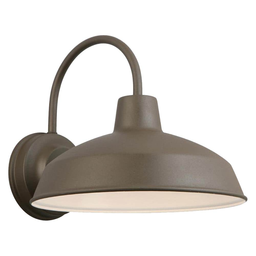 Hampton Bay Bronze Outdoor LED Wall Lantern, Bronze Finish with Metal Construction and Weather Resistant (New Open Box)