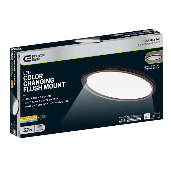 led color changing flush mount with night light