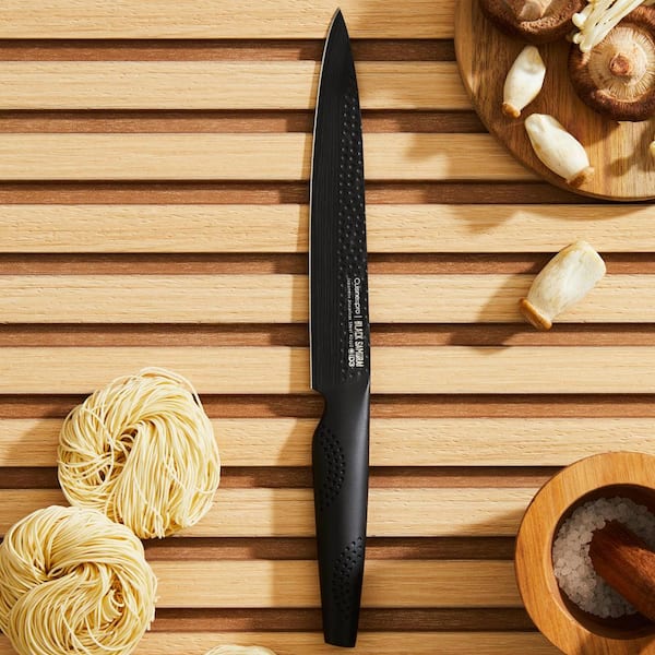Japanese Ice Carving Knife Black Blade with Wooden Handle