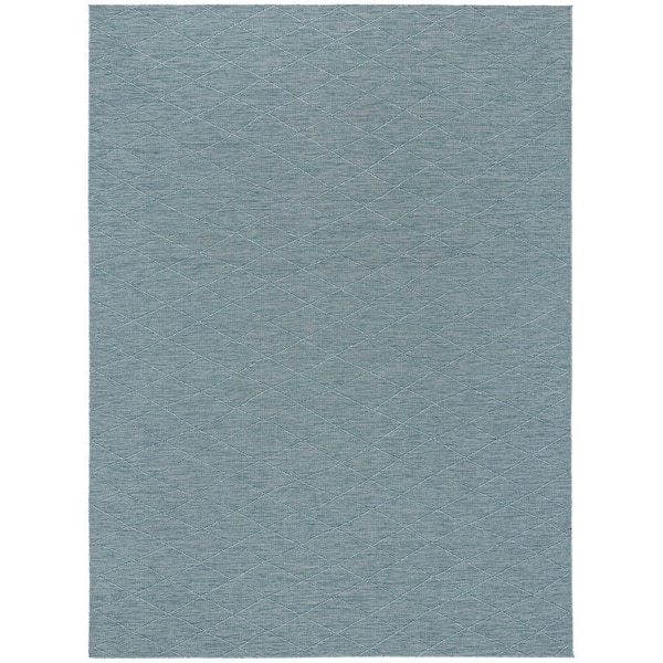 Nourison Practical Solutions Aqua 8 ft. x 10 ft. Diamond Contemporary Area Rug