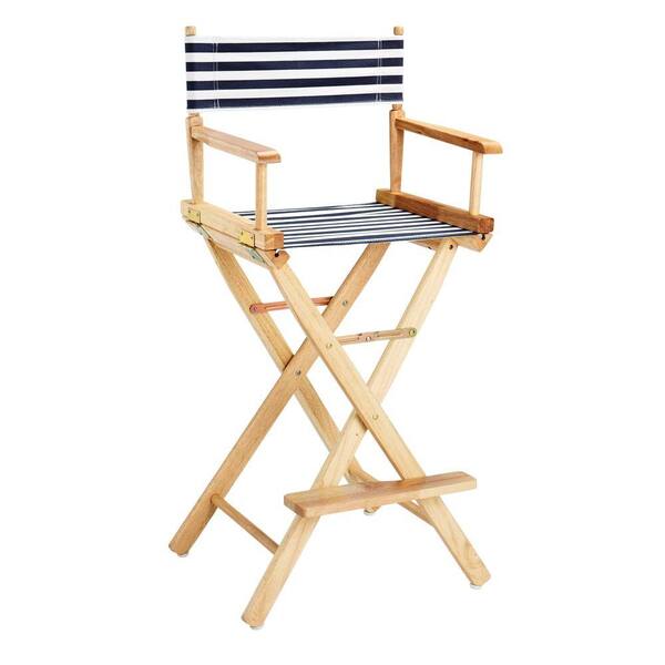 Home Decorators Collection Striped Navy and White 18.5 in. Seat and Back Folding Chair- Cover Only