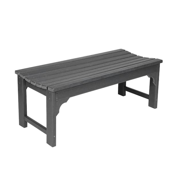 Avex 45 in. W Gray Wood Outdoor Patio Bench Chair
