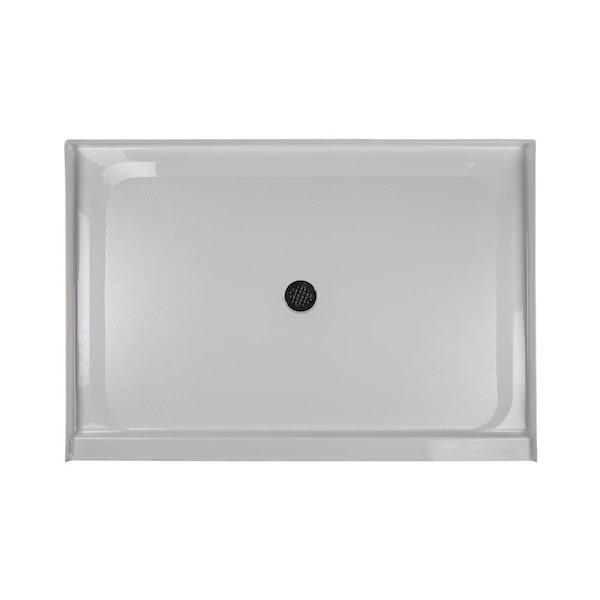 Catalina 60 in. L x 48 in. W Alcove Shower Pan Base with Center Drain in White