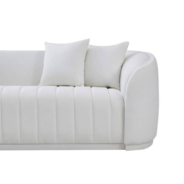 Ashcroft Furniture Co Trewe 92 in. W Round Arm Boucle Fabric Ashcroft Furniture Co Trewe 92 in. W Round Arm Boucle Fabric