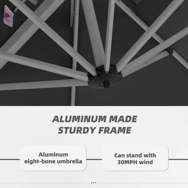 12 ft. Octagon Aluminum Patio Cantilever Umbrella for Garden Deck Backyard Pool in Black