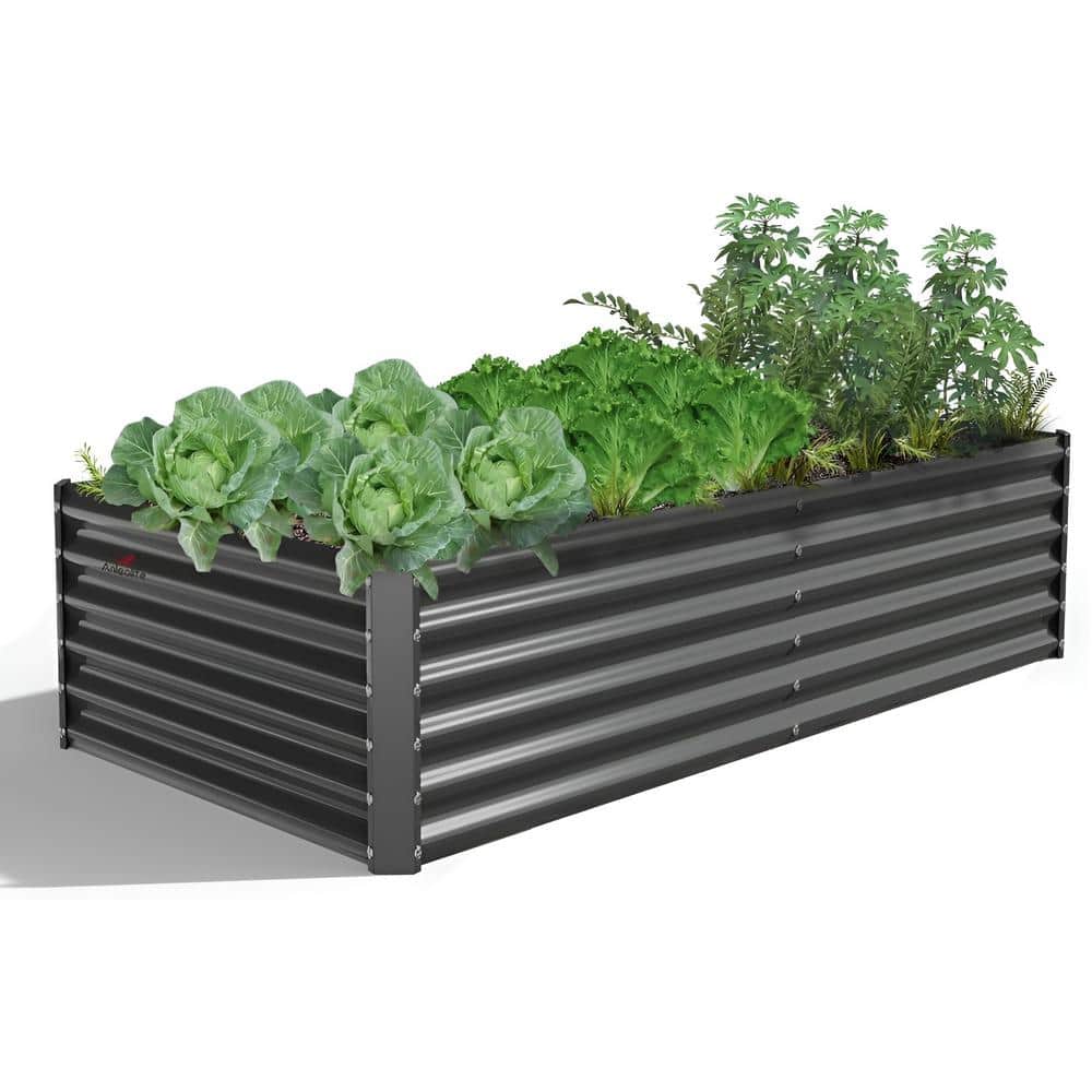 72 in. x 36 in. x 18 in. Grey Outdoor Galvanized Steel Raised Garden Beds R