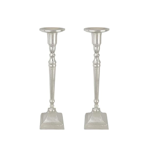 Unbranded 4-1/8 in. Dia x 16 in. Height, Nickel Aluminum Solid, Table Decorative Candle Holder Stand. (Set of 2)