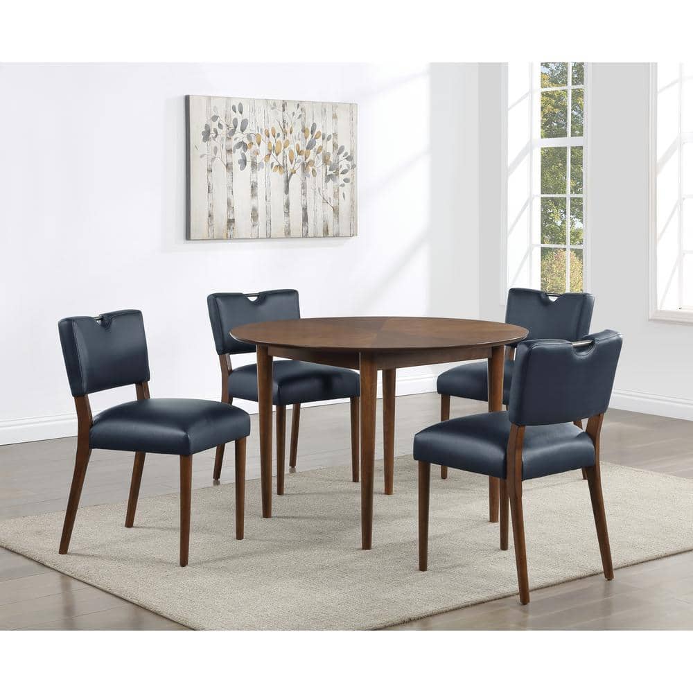 Bonito Transitional Walnut Finish Wood 47 in. W Round 4-Legs Dining Table -
